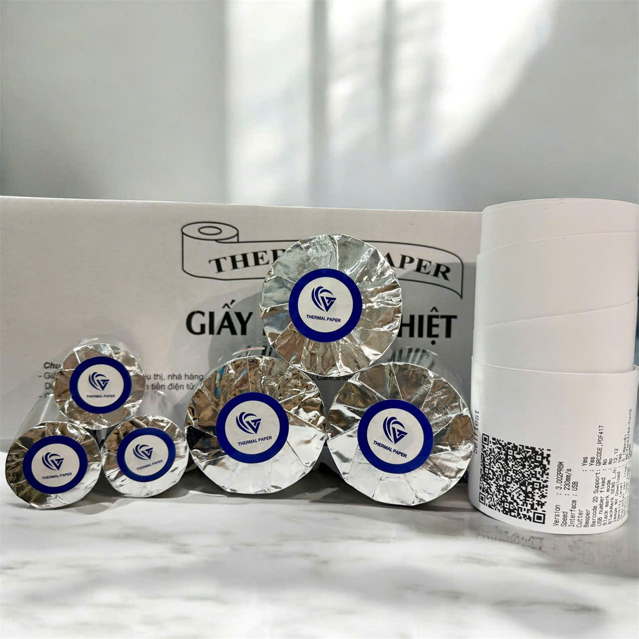 SẢN XUẤT PH&Acirc;N PHỐI GIẤY IN NHIỆT K80x45mm